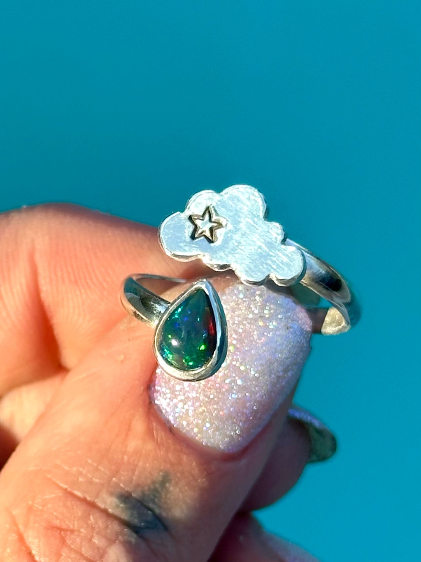 Opal cloud drop ring #3-  size 7.5