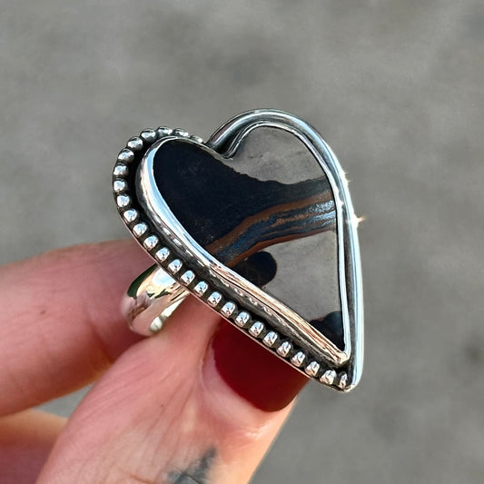 Indian Paint Stone Heart ring- size 7.25