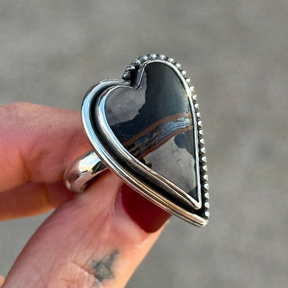 Indian Paint Stone Heart ring- size 7.25
