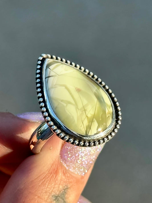 Bamboo Imperial Jasper Drop ring- size 8.25