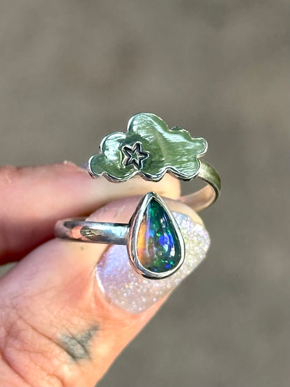 Opal cloud drop ring #1-  size 9