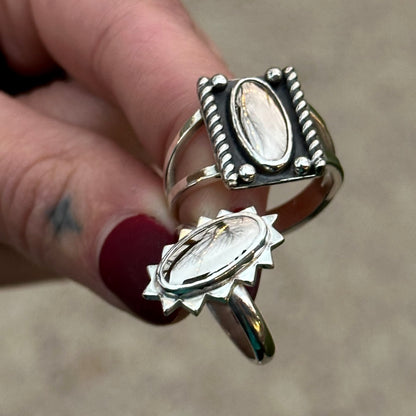 Mohawkite Oval spiked ring- size 6.25