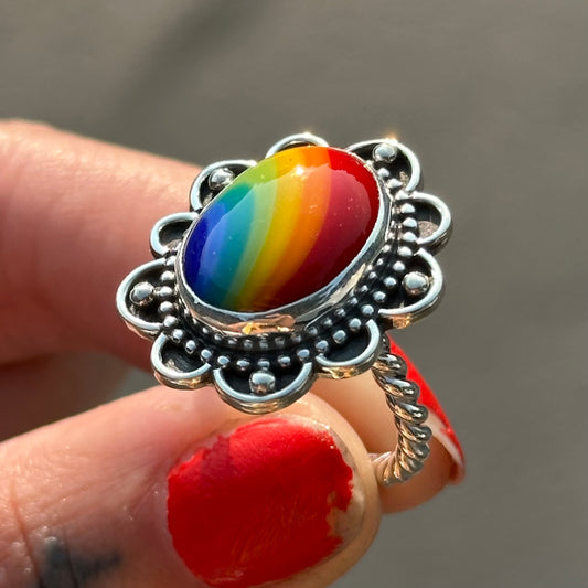 Rainbow ring- size 7
