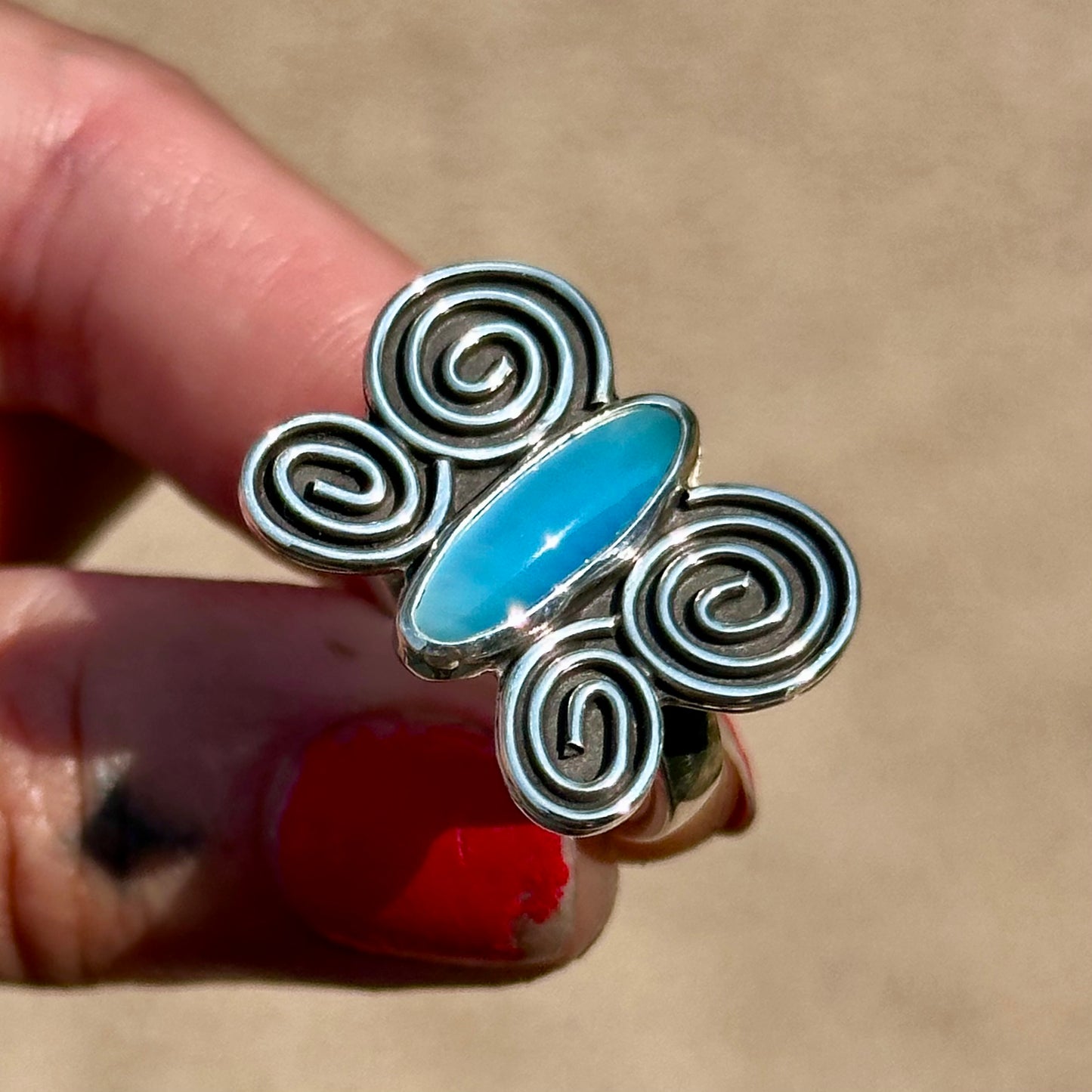 Japanese Imori Spiral Butterfly Ring- size 8