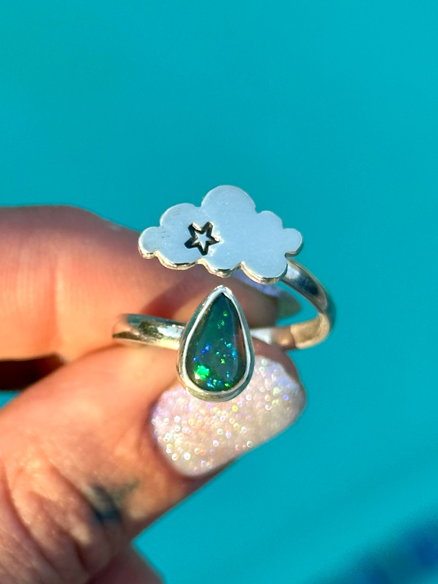 Opal cloud drop ring #1-  size 9