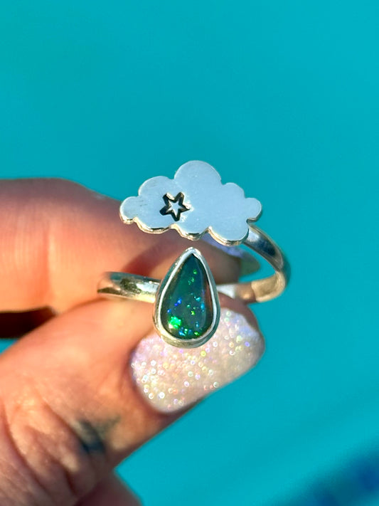 Opal cloud drop ring #1-  size 9
