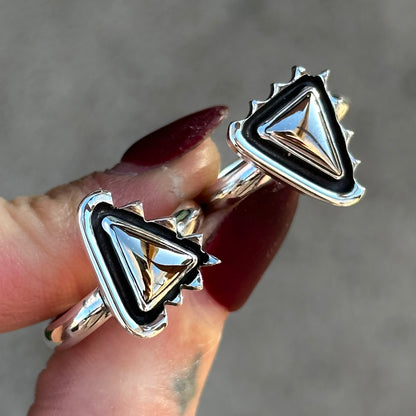 Mohawkite Triangle half-spiked ring- size 9