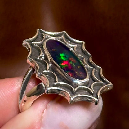 Black Opal web ring- size 7.25