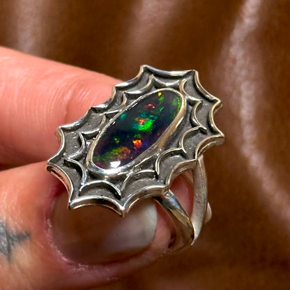 Black Opal web ring- size 7.25