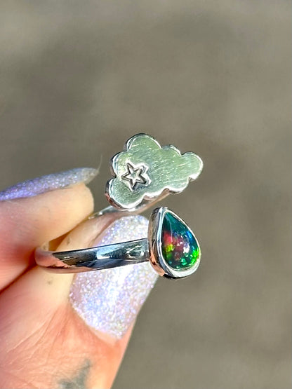 Opal cloud drop ring #3-  size 7.5