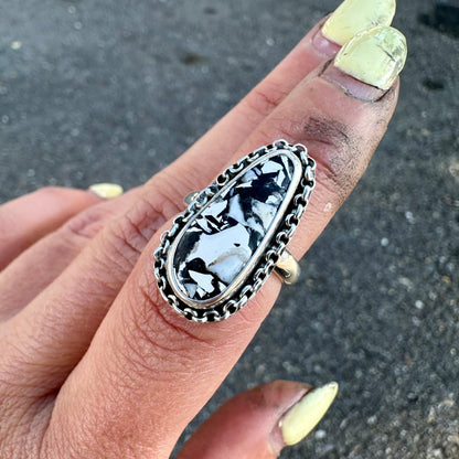 Black and white paint ring Size 5