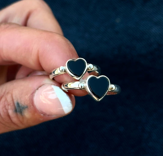 Mini Onyx Heart ring- Made to Order