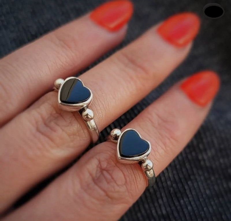 Mini Onyx Heart ring- Made to Order